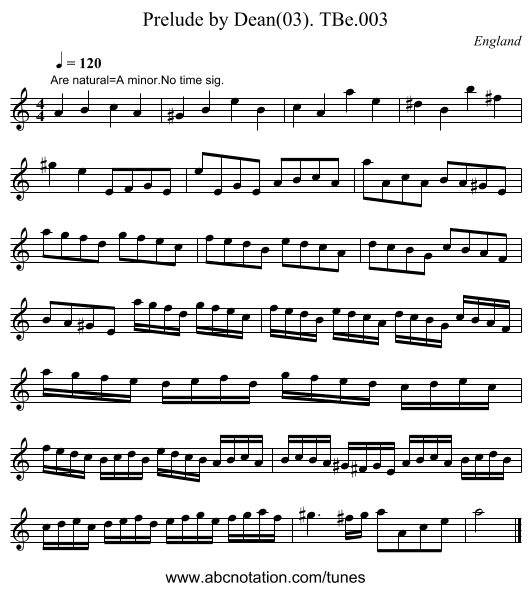Prelude by Dean(03). TBe.003 - staff notation