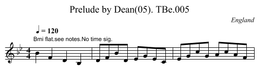 Prelude by Dean(05). TBe.005 - staff notation