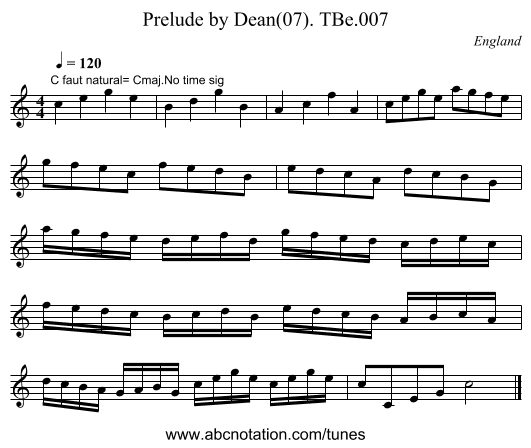 Prelude by Dean(07). TBe.007 - staff notation