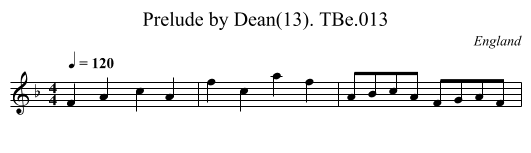 Prelude by Dean(13). TBe.013 - staff notation