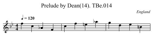 Prelude by Dean(14). TBe.014 - staff notation