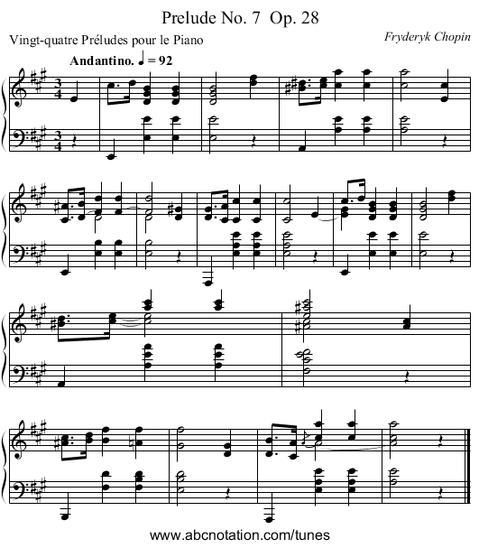 Prelude No. 7	 Op. 28 - staff notation