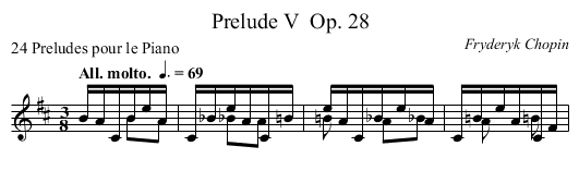 Prelude V	 Op. 28 - staff notation