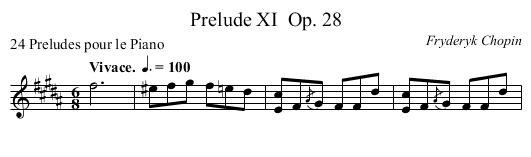 Prelude XI	 Op. 28 - staff notation