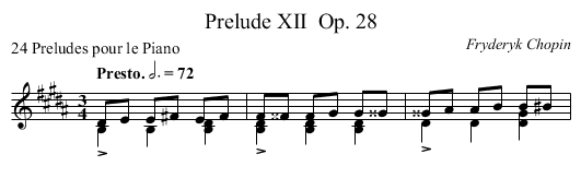 Prelude XII	 Op. 28 - staff notation