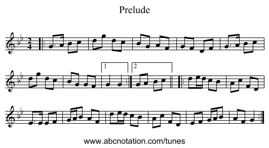 Prelude - staff notation