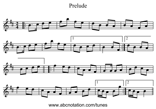 Prelude - staff notation