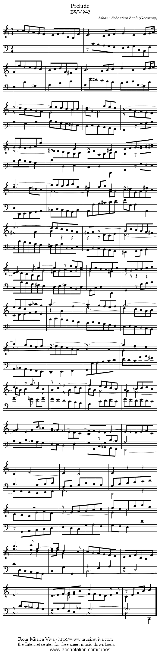 Prelude - staff notation