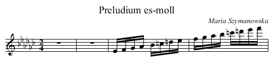 Preludium es-moll - staff notation