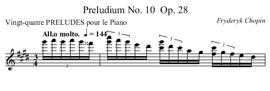 Preludium No. 10	 Op. 28 - staff notation