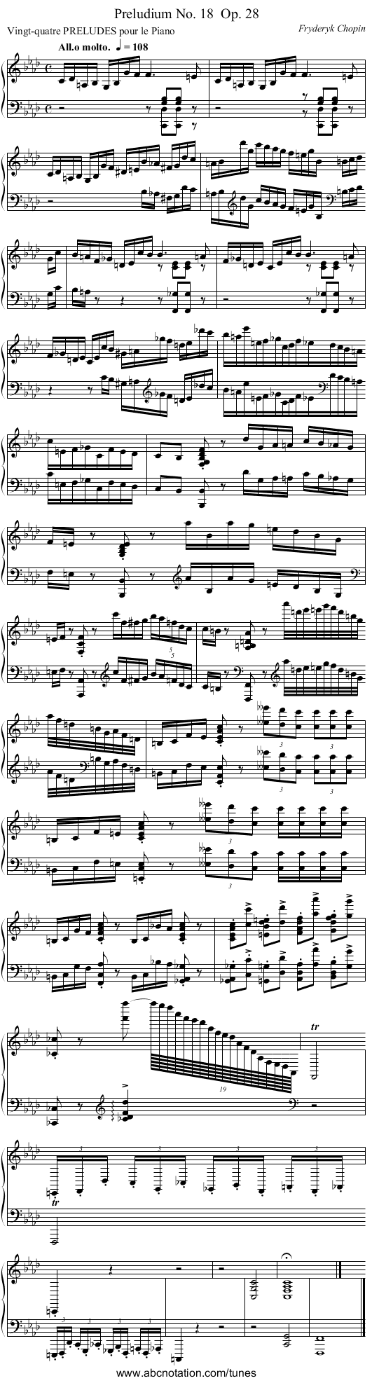 Preludium No. 18	 Op. 28 - staff notation