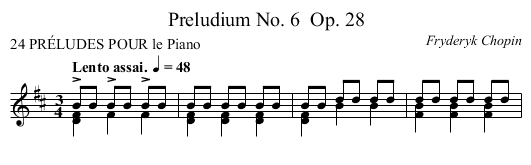Preludium No. 6	 Op. 28 - staff notation