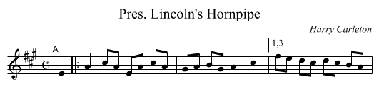 Pres. Lincoln's Hornpipe - staff notation