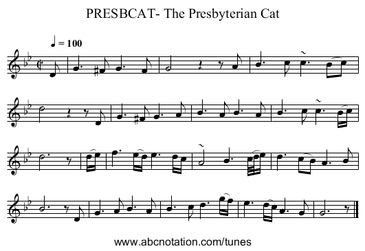 PRESBCAT- The Presbyterian Cat - staff notation