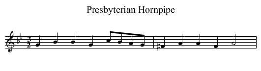 Presbyterian Hornpipe - staff notation