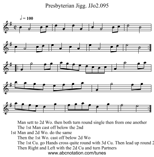 Presbyterian Jigg. JJo2.095 - staff notation