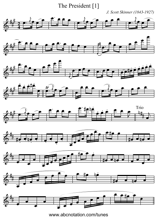 President [1], The - staff notation