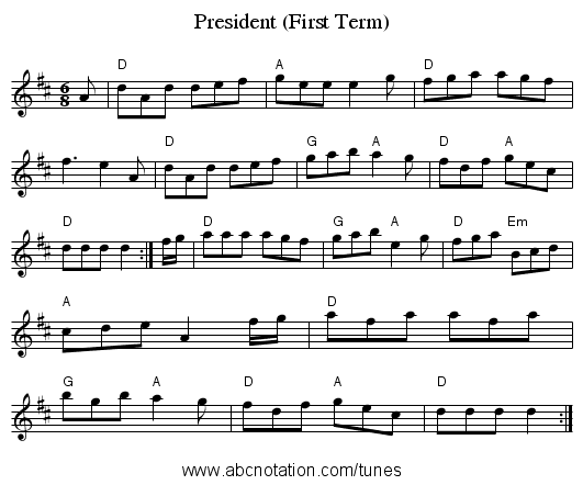 President (First Term) - staff notation