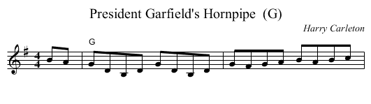 President Garfield's Hornpipe  (G) - staff notation