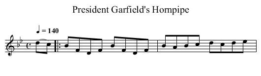 President Garfield's Hornpipe - staff notation