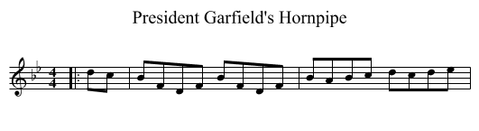 President Garfield's Hornpipe - staff notation