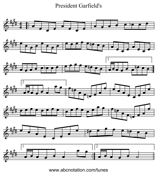 President Garfield's - staff notation