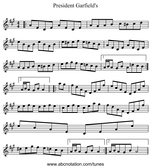 President Garfield's - staff notation