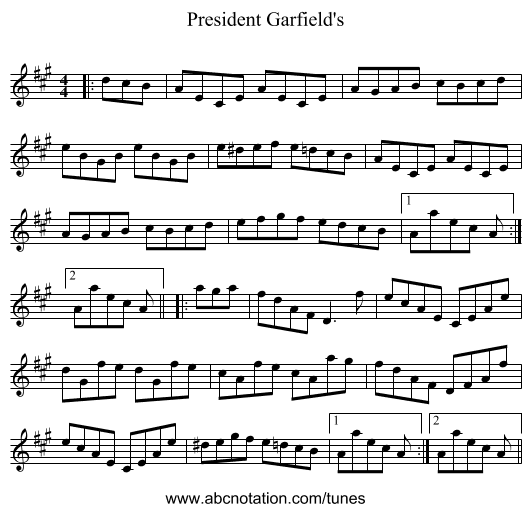 President Garfield's - staff notation