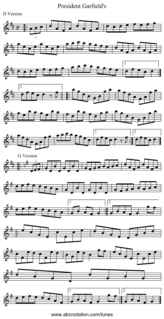 President Garfield's - staff notation