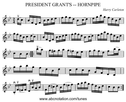 PRESIDENT GRANT'S -- HORNPIPE - staff notation