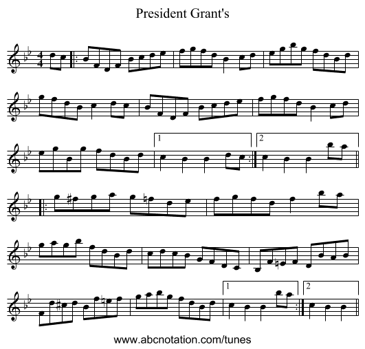 President Grant's - staff notation