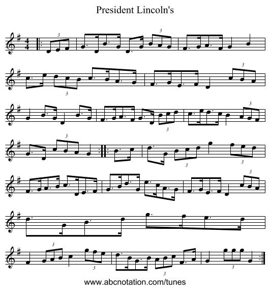 President Lincoln's - staff notation