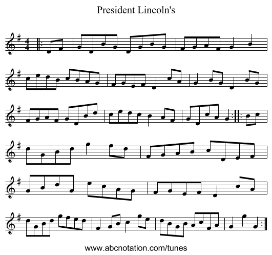 President Lincoln's - staff notation