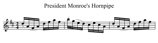 President Monroe's Hornpipe - staff notation