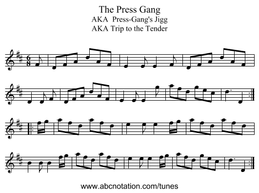 Press Gang, The - staff notation