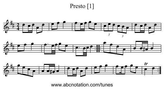 Presto [1] - staff notation