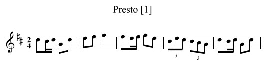 Presto [1] - staff notation