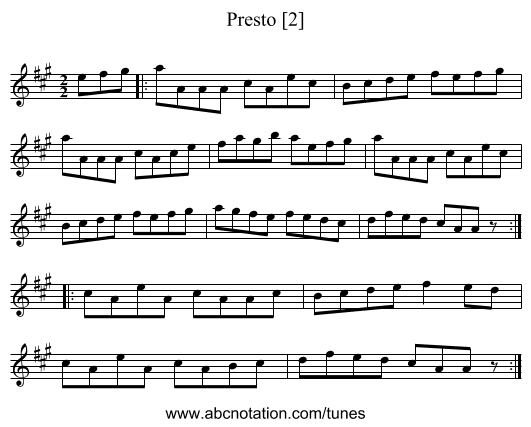 Presto [2] - staff notation