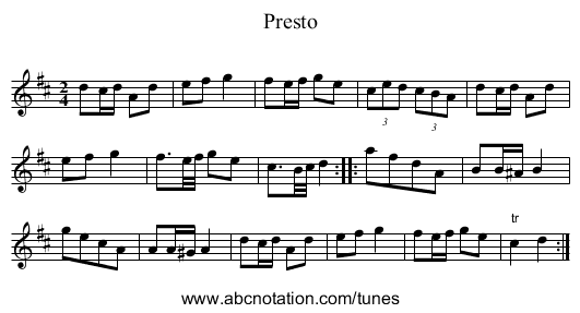 Presto - staff notation