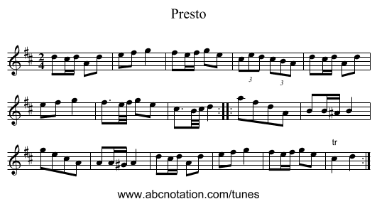 Presto - staff notation
