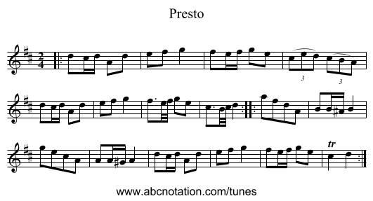 Presto - staff notation