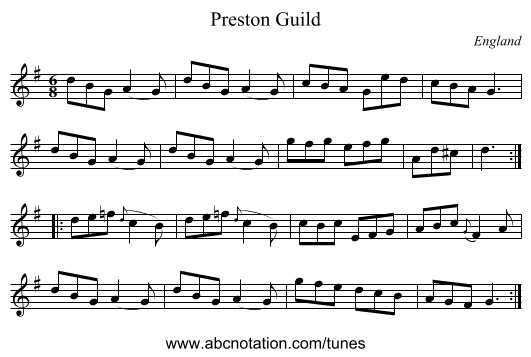 Preston Guild - staff notation