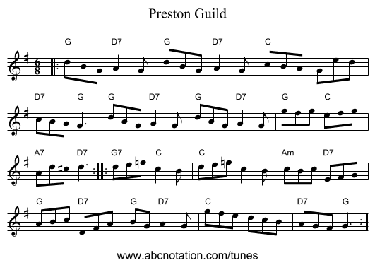 Preston Guild - staff notation