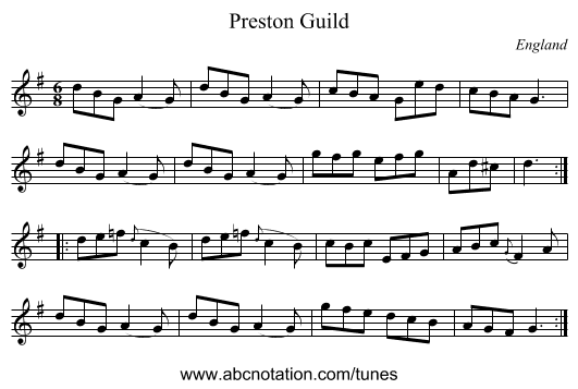 Preston Guild - staff notation