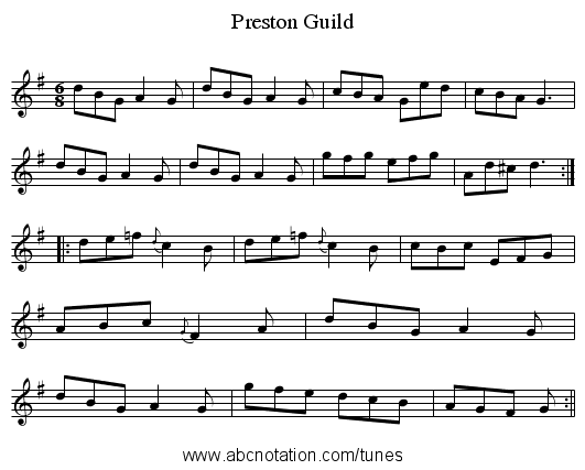 Preston Guild - staff notation