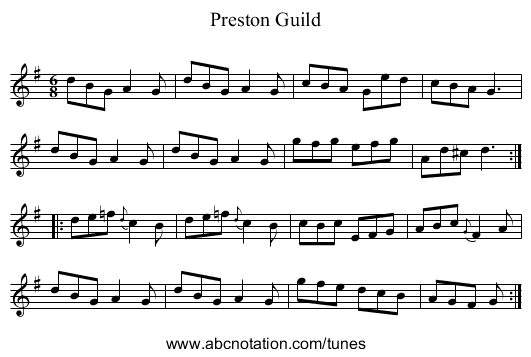Preston Guild - staff notation