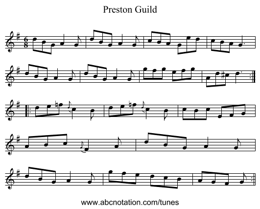Preston Guild - staff notation