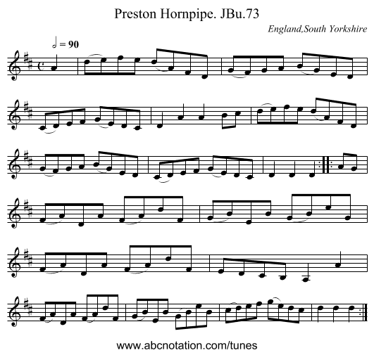 Preston Hornpipe. JBu.73 - staff notation