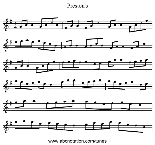 Preston's - staff notation