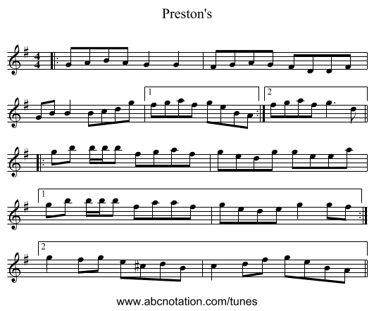 Preston's - staff notation